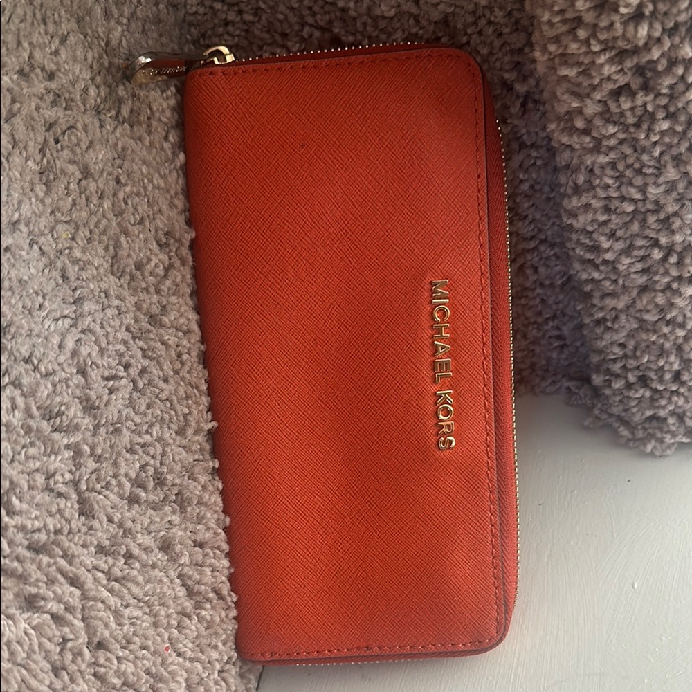 Michael Kors Orange Zip-Around Wallet